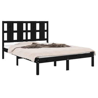vidaXL Bed Frame without Mattress Black 135x190 cm Solid Wood