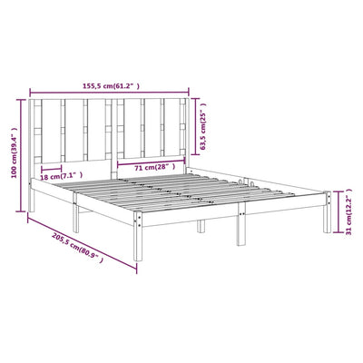 vidaXL Bed Frame without Mattress 150x200 cm Solid Wood