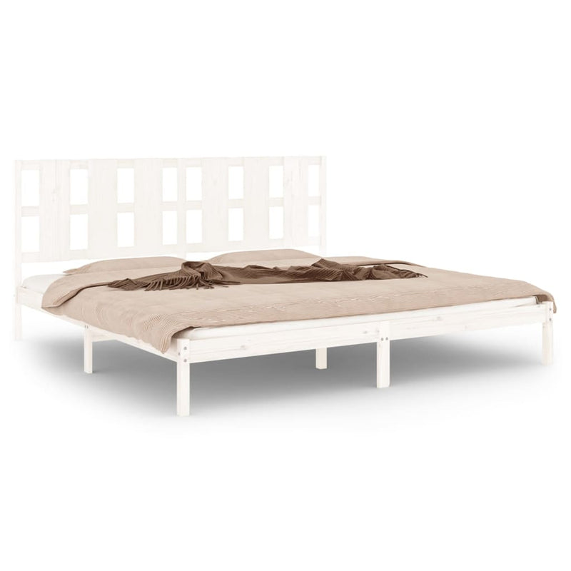 vidaXL Bed Frame without Mattress White 183x203 cm King Solid Wood
