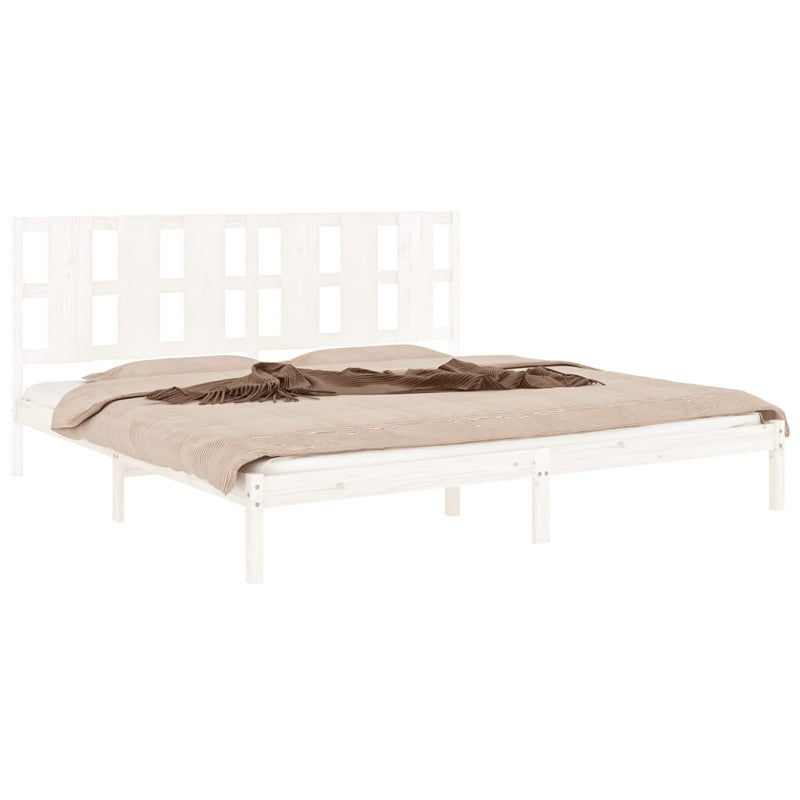 vidaXL Bed Frame without Mattress White 183x203 cm King Solid Wood