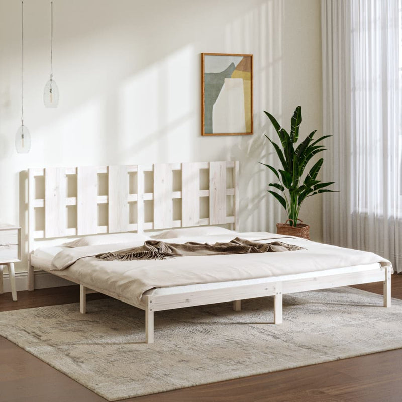 vidaXL Bed Frame without Mattress White 183x203 cm King Solid Wood