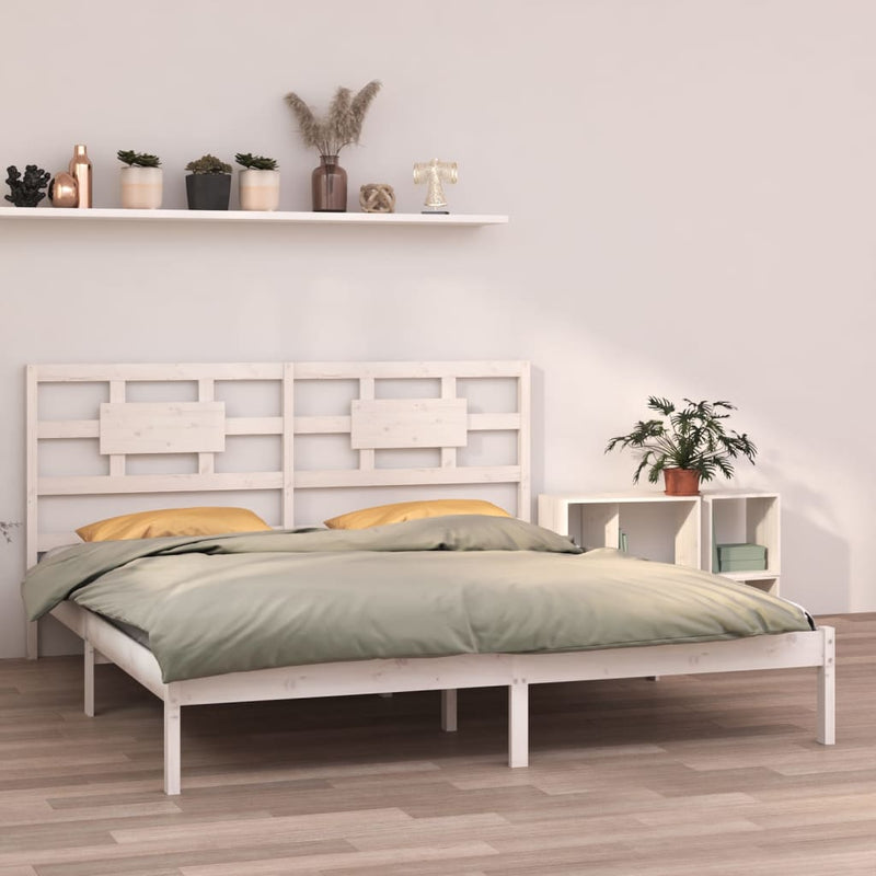vidaXL Bed Frame without Mattress Black 183x203 cm King Solid Wood
