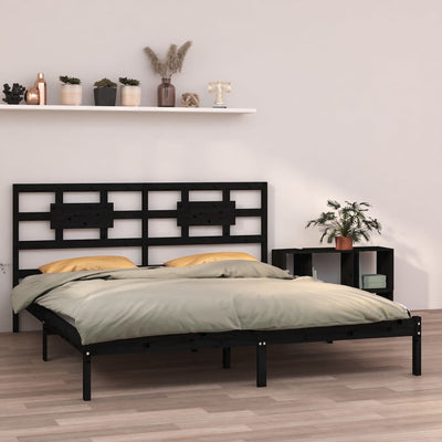 vidaXL Bed Frame without Mattress Black 183x203 cm King Solid Wood