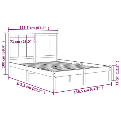 vidaXL Bed Frame without Mattress 150x200 cm Solid Wood Pine