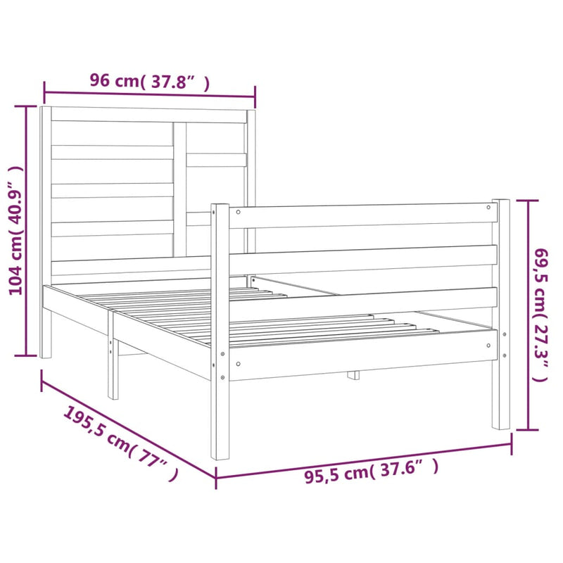 vidaXL Bed Frame without Mattress Solid Wood 90x190 cm