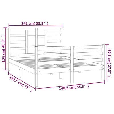 vidaXL Bed Frame without Mattress Solid Wood 135x190 cm
