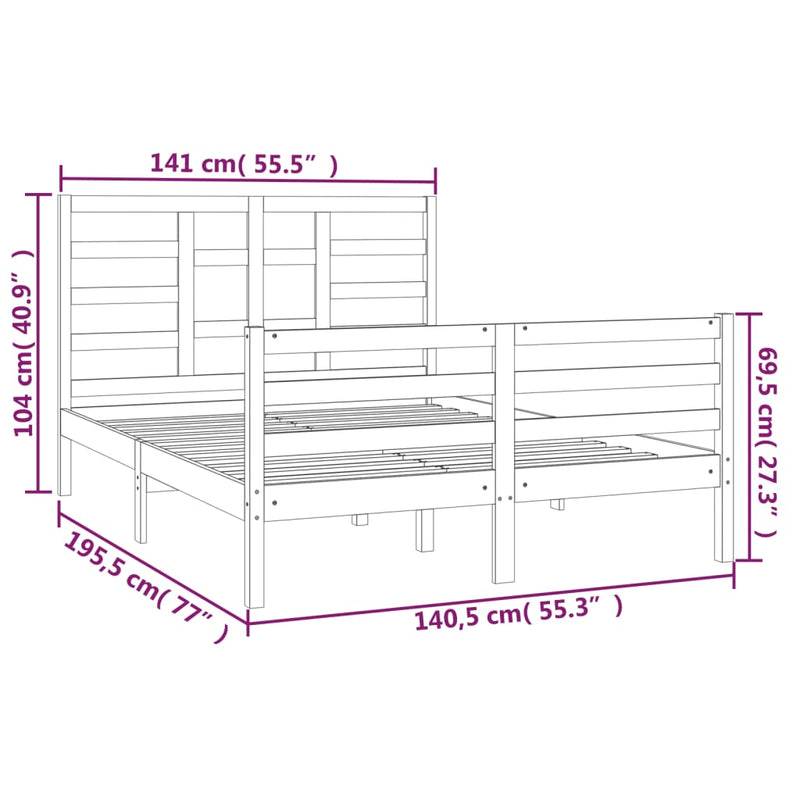vidaXL Bed Frame without Mattress Solid Wood 135x190 cm