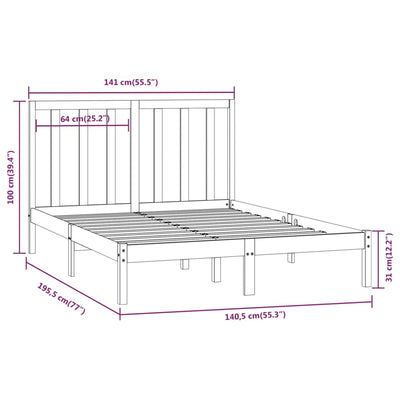 vidaXL Bed Frame without Mattress 135x190 cm Solid Wood Pine
