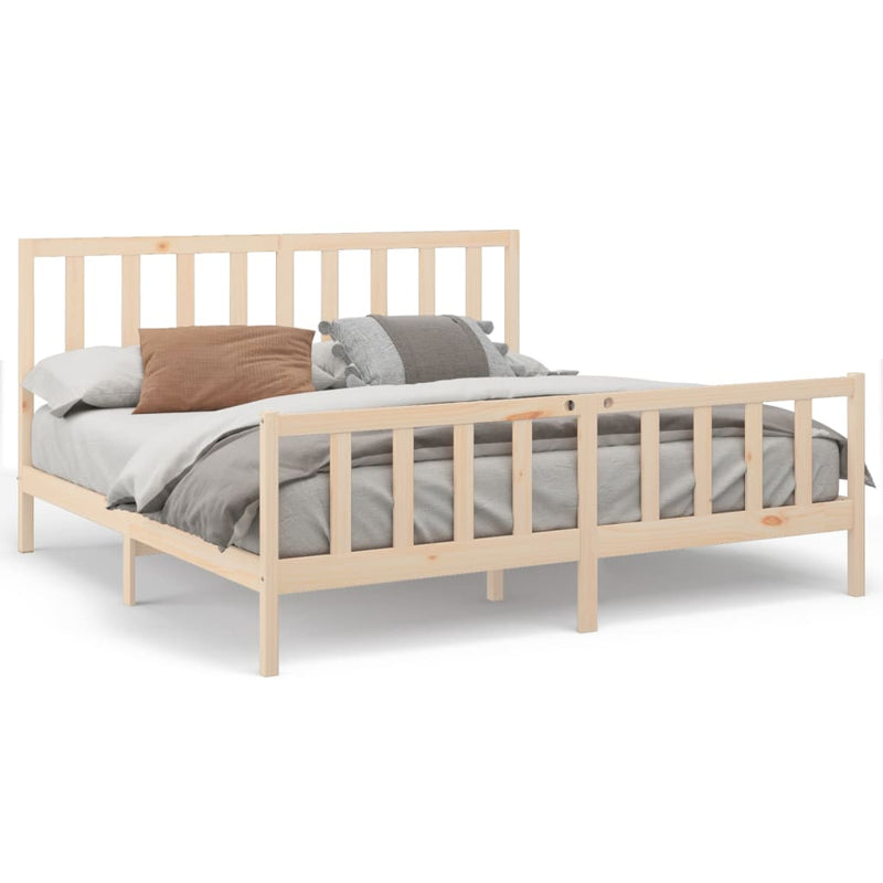 vidaXL Bed Frame without Mattress Black 183x203 cm King Solid Wood Pine