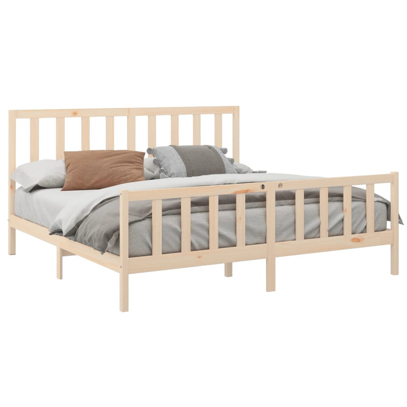 vidaXL Bed Frame without Mattress Black 183x203 cm King Solid Wood Pine