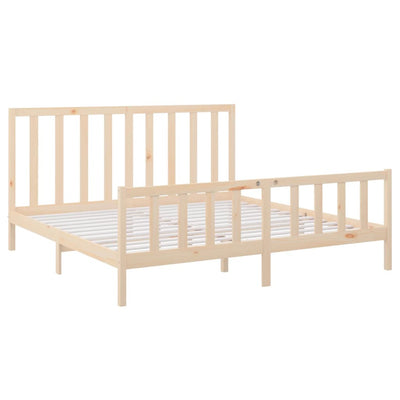 vidaXL Bed Frame without Mattress Black 183x203 cm King Solid Wood Pine