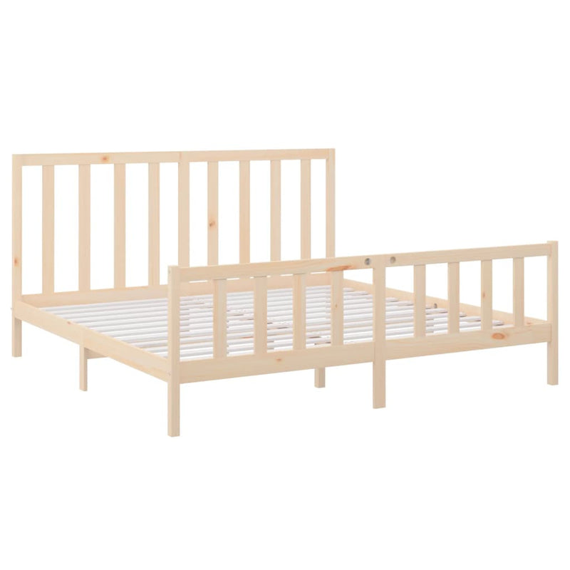 vidaXL Bed Frame without Mattress Black 183x203 cm King Solid Wood Pine