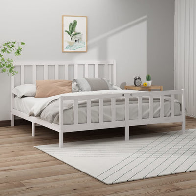 vidaXL Bed Frame without Mattress Black 183x203 cm King Solid Wood Pine