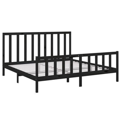 vidaXL Bed Frame without Mattress Black 183x203 cm King Solid Wood Pine