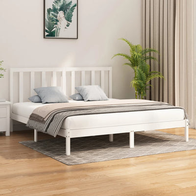 vidaXL Bed Frame without Mattress Black 183x203 cm King Solid Wood