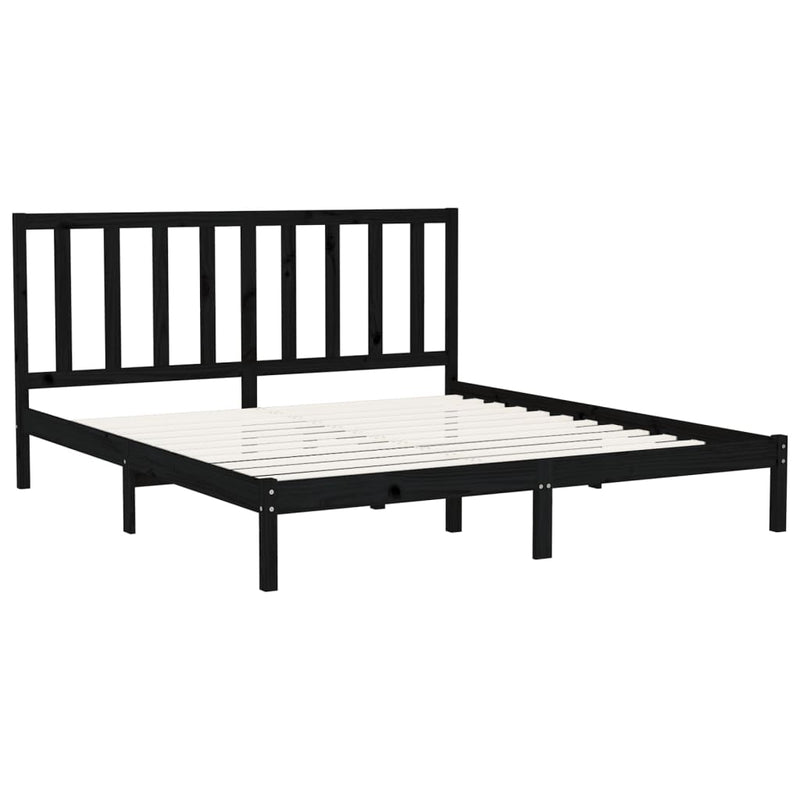 vidaXL Bed Frame without Mattress Black 183x203 cm King Solid Wood