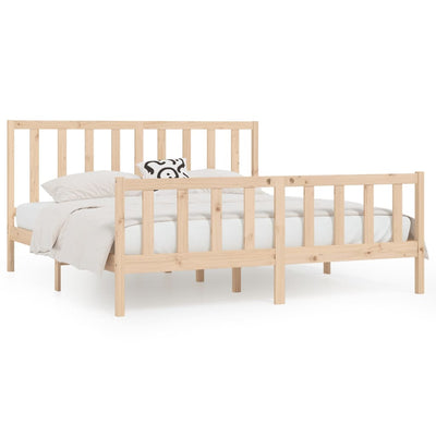 vidaXL Bed Frame without Mattress Black 183x203 cm King Solid Wood