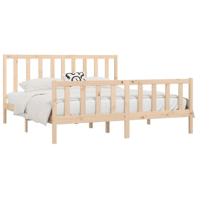 vidaXL Bed Frame without Mattress Black 183x203 cm King Solid Wood