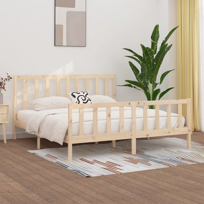 vidaXL Bed Frame without Mattress Black 183x203 cm King Solid Wood