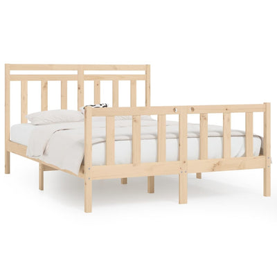 vidaXL Bed Frame without Mattress Black Solid Wood Pine 150x200 cm