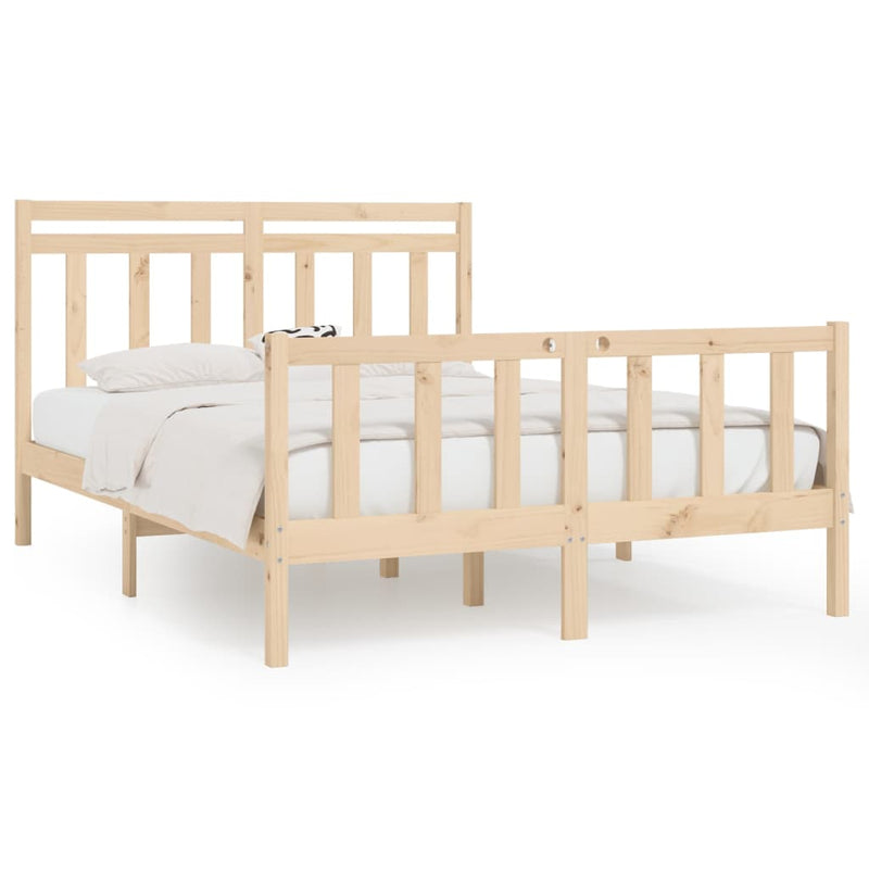 vidaXL Bed Frame without Mattress Black Solid Wood Pine 150x200 cm