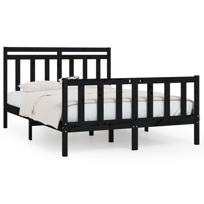 vidaXL Bed Frame without Mattress Black Solid Wood Pine 150x200 cm