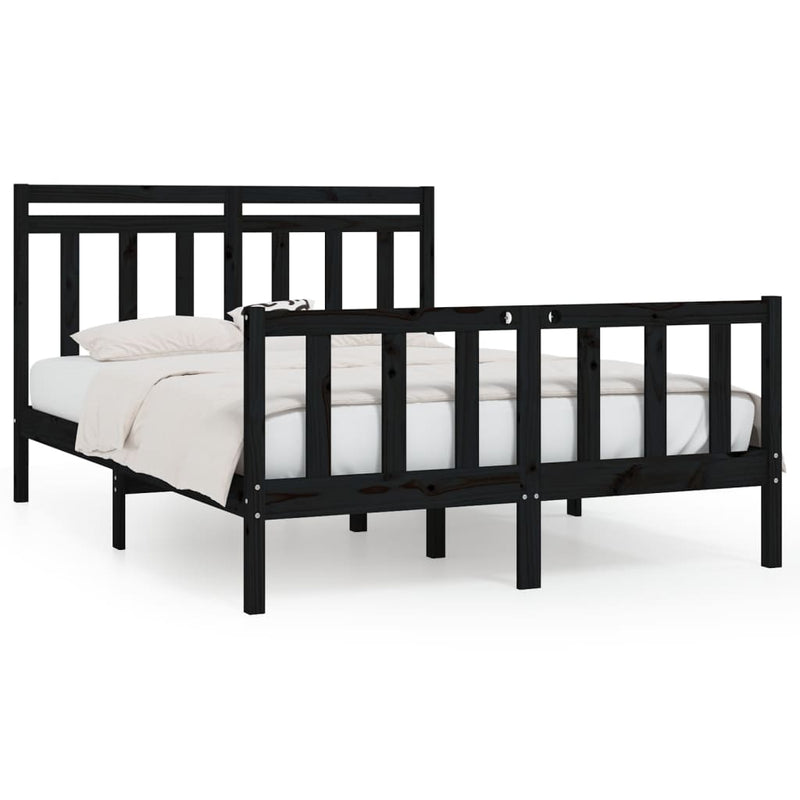 vidaXL Bed Frame without Mattress Black Solid Wood Pine 150x200 cm