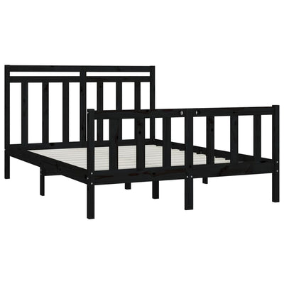 vidaXL Bed Frame without Mattress Black Solid Wood Pine 150x200 cm