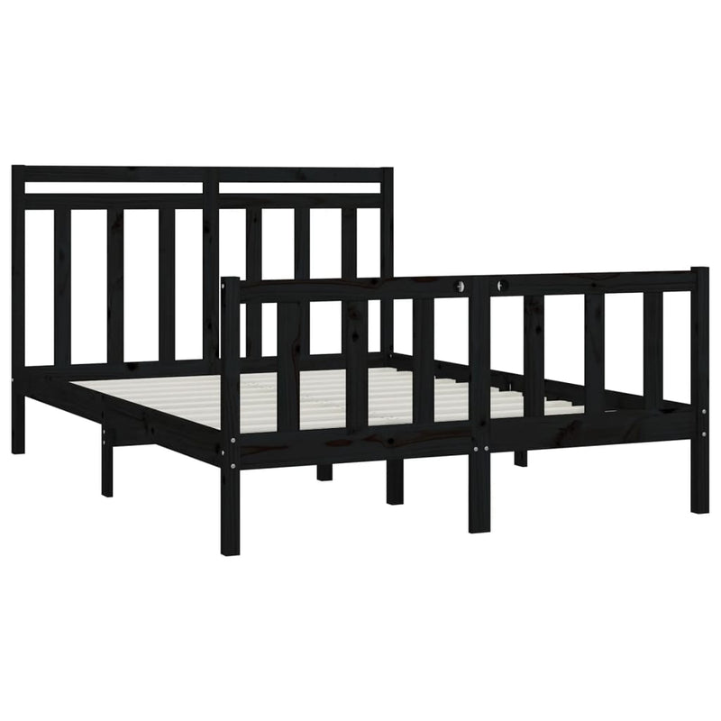 vidaXL Bed Frame without Mattress Black Solid Wood Pine 150x200 cm