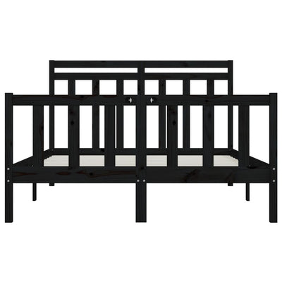 vidaXL Bed Frame without Mattress Black Solid Wood Pine 150x200 cm