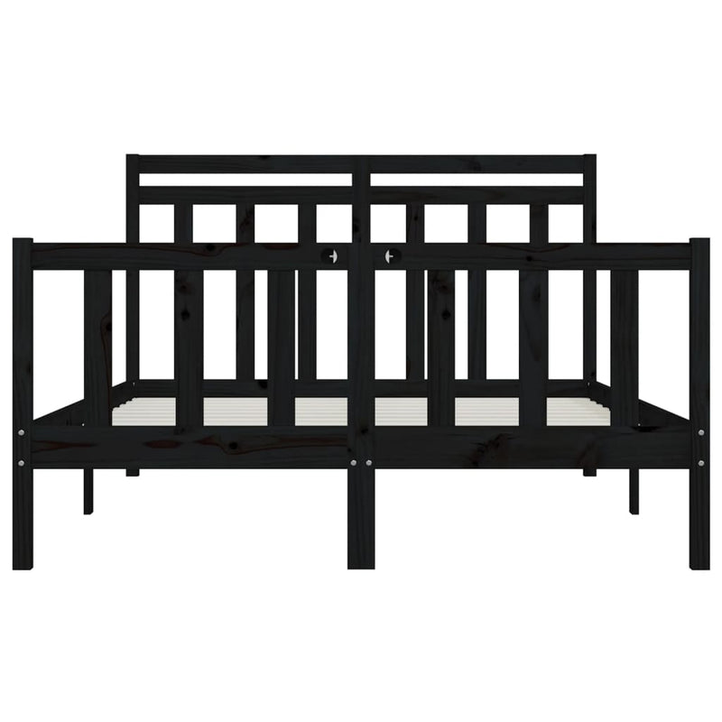 vidaXL Bed Frame without Mattress Black Solid Wood Pine 150x200 cm