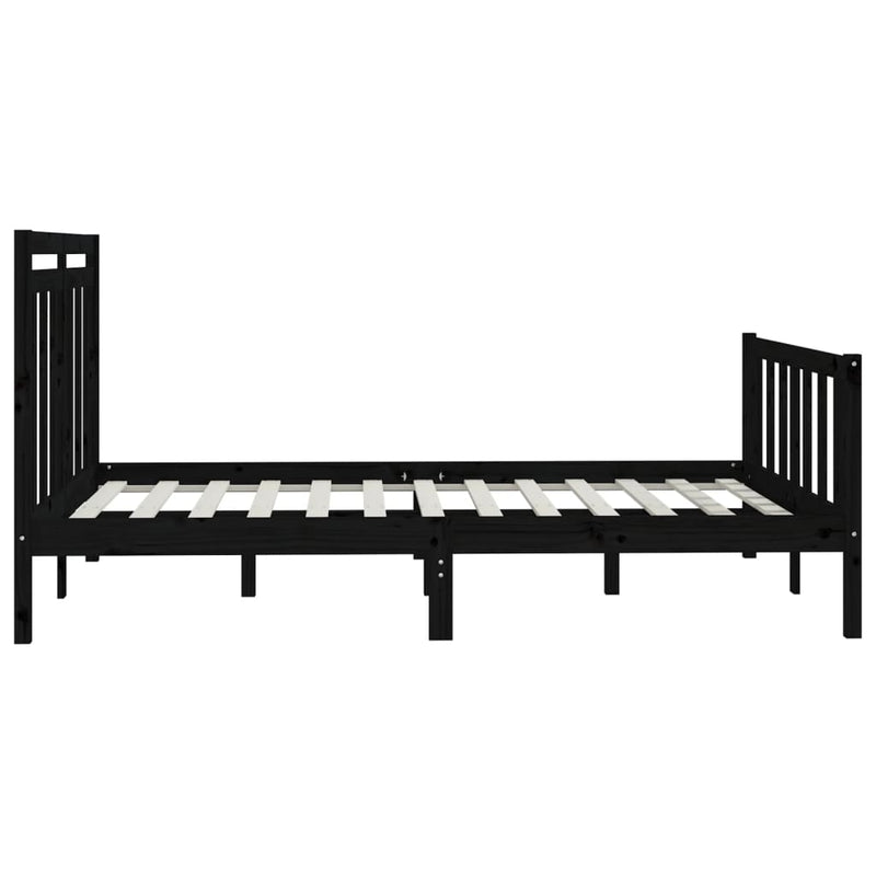 vidaXL Bed Frame without Mattress Black Solid Wood Pine 150x200 cm