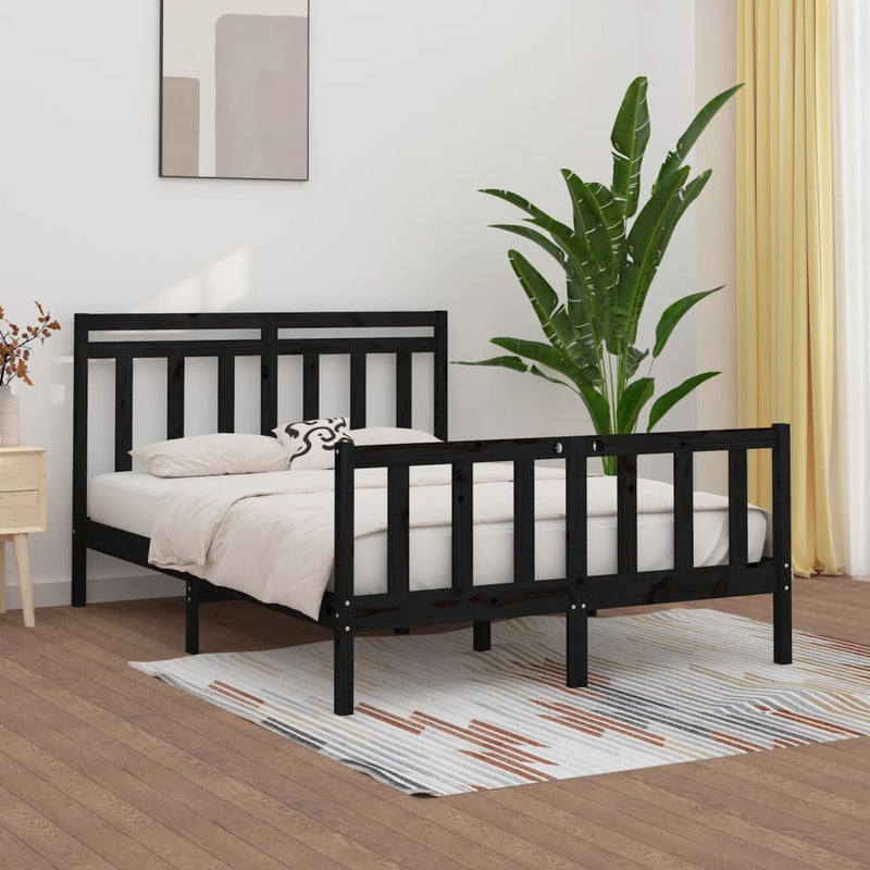 vidaXL Bed Frame without Mattress Black Solid Wood Pine 150x200 cm
