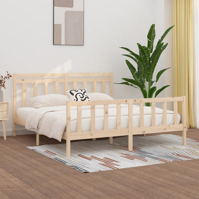 vidaXL Bed Frame without Mattress Black Solid Wood Pine 183x203 cm King