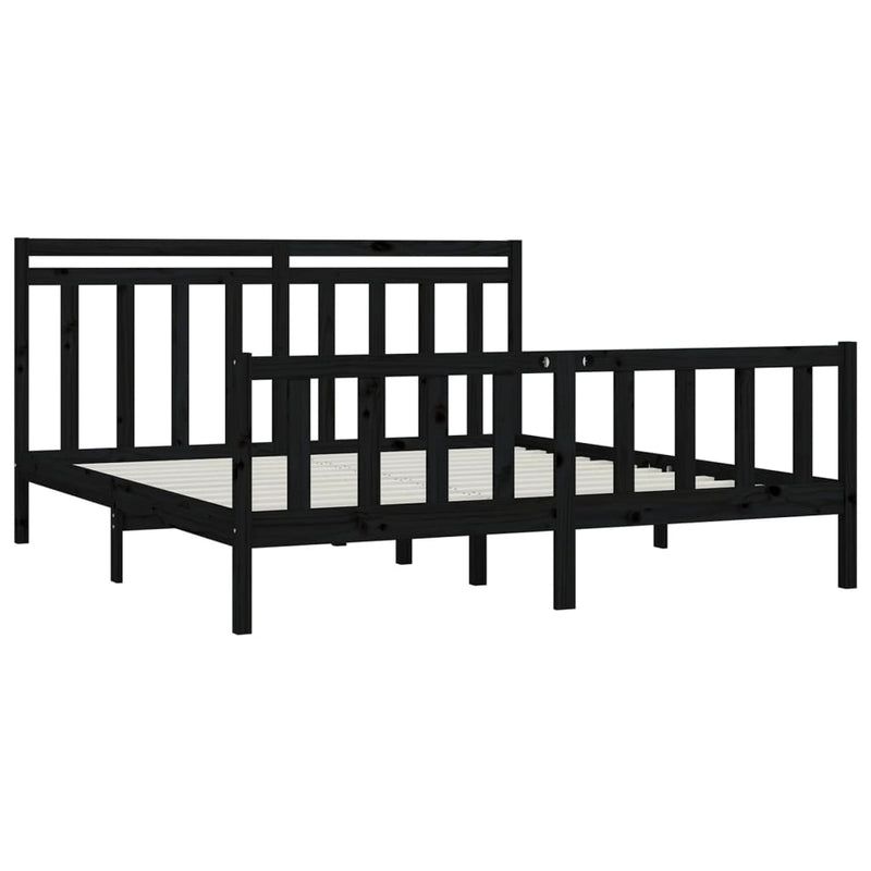 vidaXL Bed Frame without Mattress Black Solid Wood Pine 183x203 cm King