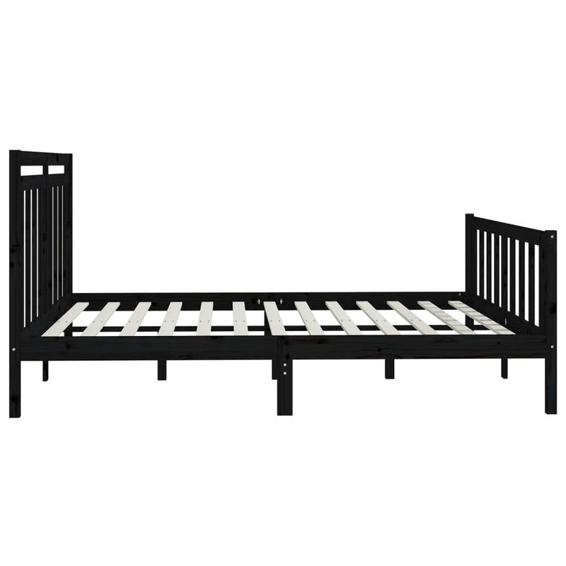 vidaXL Bed Frame without Mattress Black Solid Wood Pine 183x203 cm King