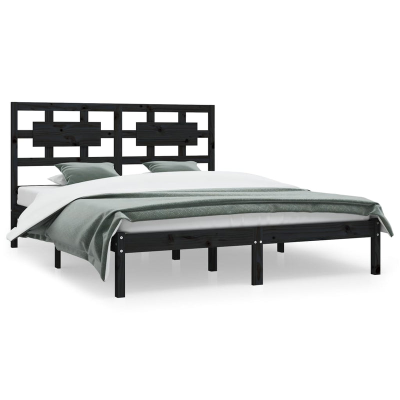 vidaXL Bed Frame without Mattress Black 150x200 cm Solid Wood Pine