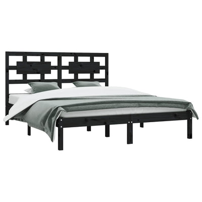 vidaXL Bed Frame without Mattress Black 150x200 cm Solid Wood Pine