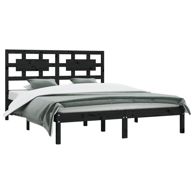 vidaXL Bed Frame without Mattress Black 150x200 cm Solid Wood Pine