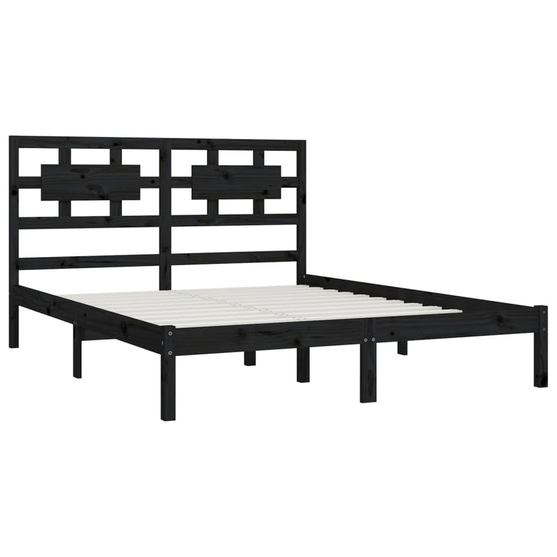 vidaXL Bed Frame without Mattress Black 150x200 cm Solid Wood Pine