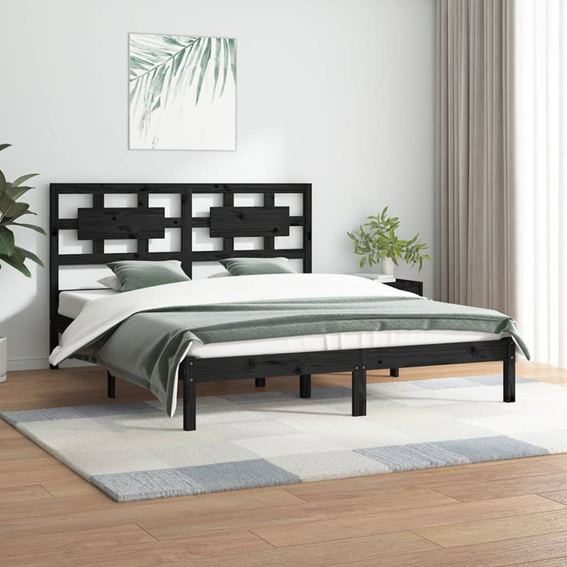 vidaXL Bed Frame without Mattress Black 150x200 cm Solid Wood Pine
