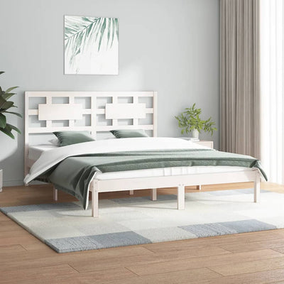 vidaXL Bed Frame without Mattress Black 183x203 cm King Solid Wood Pine