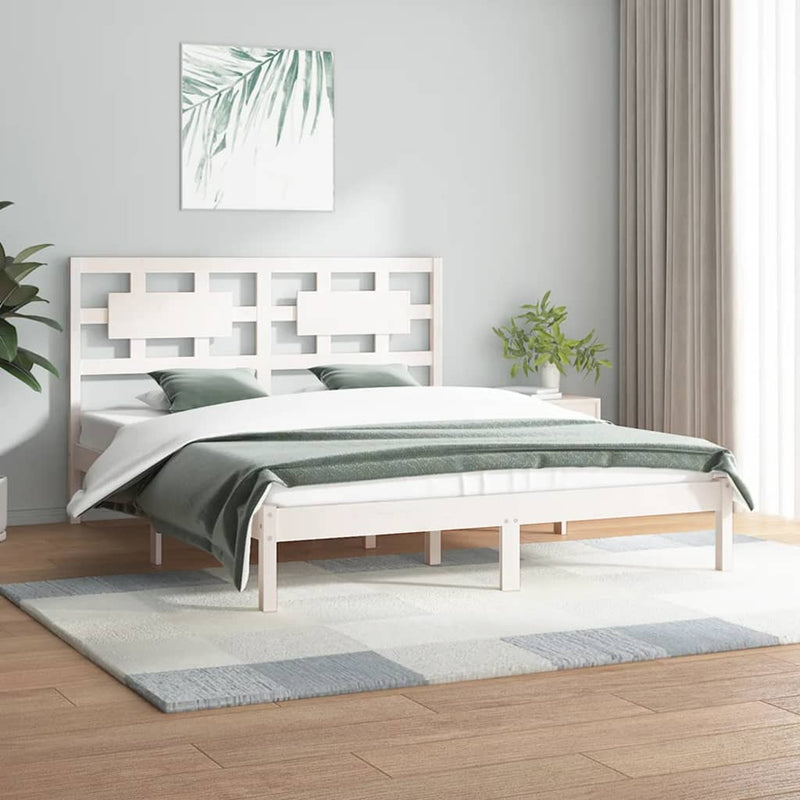 vidaXL Bed Frame without Mattress Black 183x203 cm King Solid Wood Pine