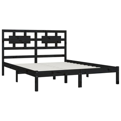 vidaXL Bed Frame without Mattress Black 183x203 cm King Solid Wood Pine
