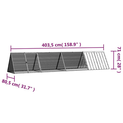 vidaXL Rabbit Cage Anthracite 403.5x80.5x71 cm Galvanised Steel
