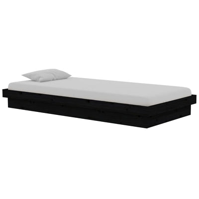 vidaXL Bed Frame Black Solid Wood 92x187 cm Single Size