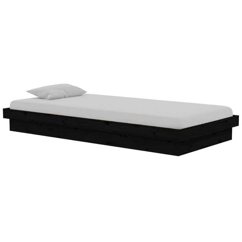 vidaXL Bed Frame Black Solid Wood 92x187 cm Single Size