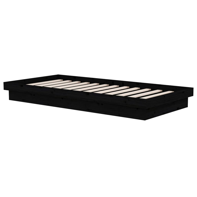 vidaXL Bed Frame Black Solid Wood 92x187 cm Single Size