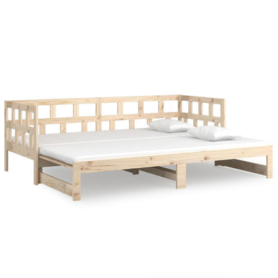 vidaXL Pull-out Day Bed White Solid Wood Pine 2x(92x187) cm Single Size