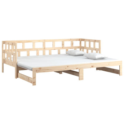 vidaXL Pull-out Day Bed White Solid Wood Pine 2x(92x187) cm Single Size